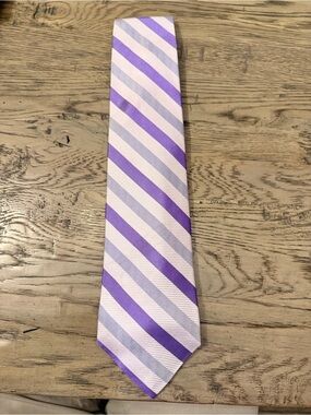 Ventura by Tom James Striped Purple and Light Pink Men's Necktie